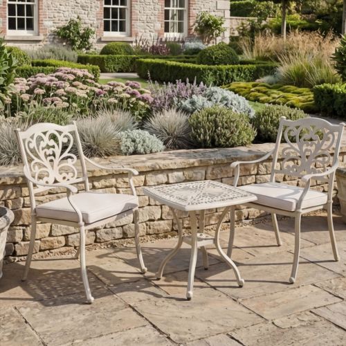 Hampshire Cast Aluminium Side Table Garden Bistro Set in Sahara