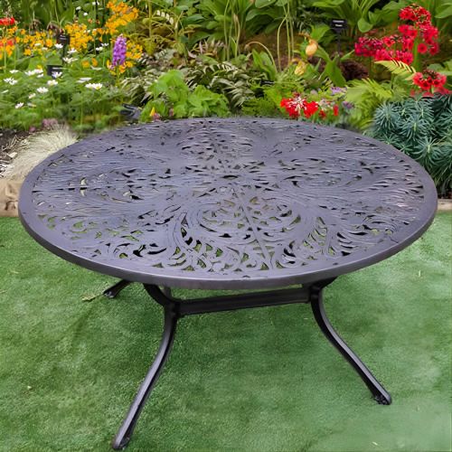 Sapphire 6 Seater Cast Aluminium Round Dining Table in Bronze
