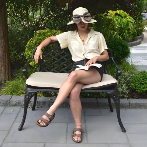 Mississippi Cast Aluminium Bench in Bronze with Cushion