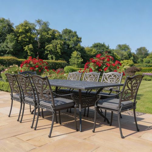 Sapphire 8 Seat Rectangular Table Set in Grey