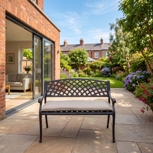 Opal Bench in Bronze with Base Cushion
