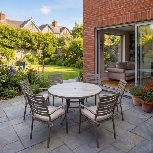 Verona Ceramic 6 Seat Round Set in Light Stone