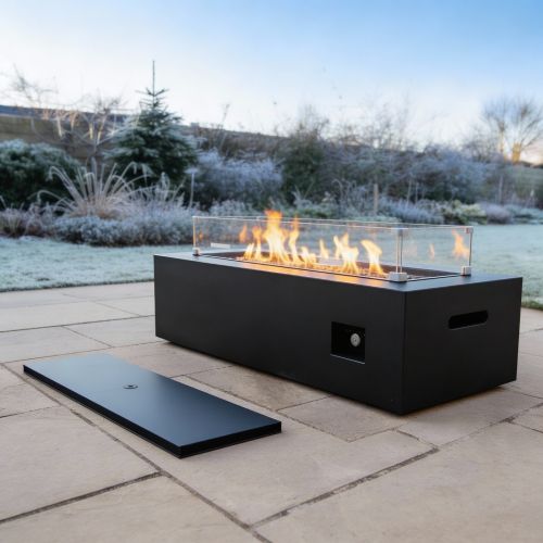 Rectangular Bronze Firepit with Glass