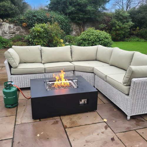 Square Bronze Firepit with Glass