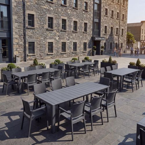 8 Ibiza Chairs and Vegas XL Table Dining Set in Grey