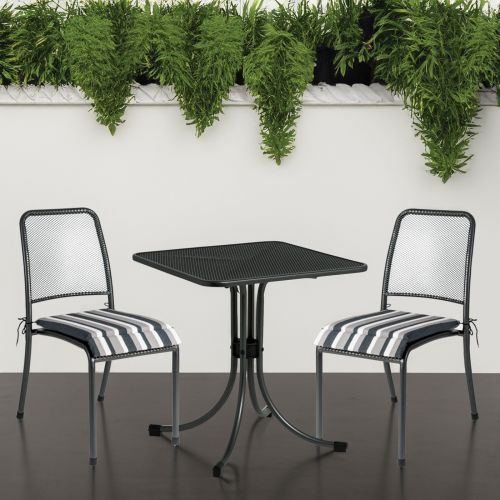Alexander Rose Portofino Bistro Set with Charcoal Stripe Cushions