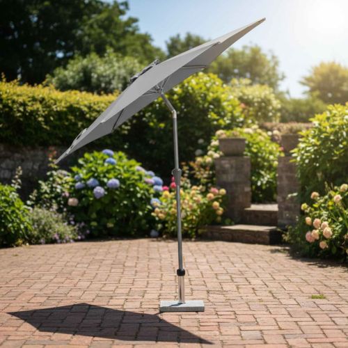 Alexander Rose Portofino 2.4m Tilting Parasol in Grey with 11kg Granite Base
