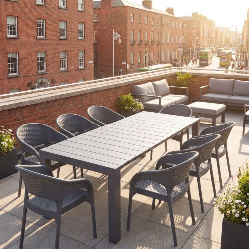 8 Panama Chairs and XL Vegas Table in Grey