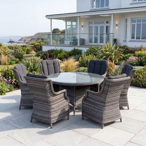 California High Back 6 Seat Round Dining Set