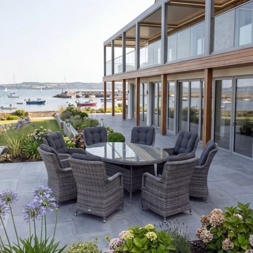 California High Back 8 Seat Oval Dining Set