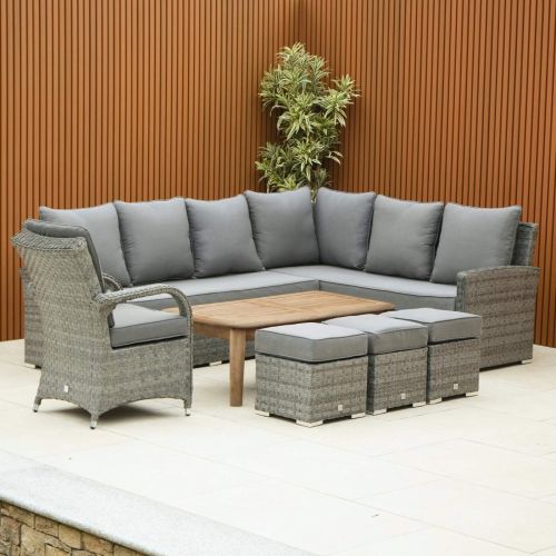 California Corner Set with Rectangular Wooden Coffee Table and Chicago Chair