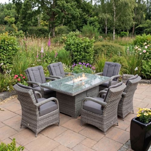 Chicago 6 Seat Rectangular Firepit Set