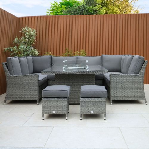 California U Shape Sofa Set with Firepit Table