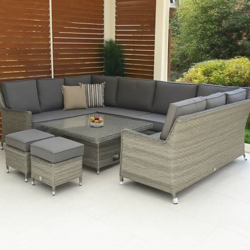 California U Shape Sofa Set with Rising Table