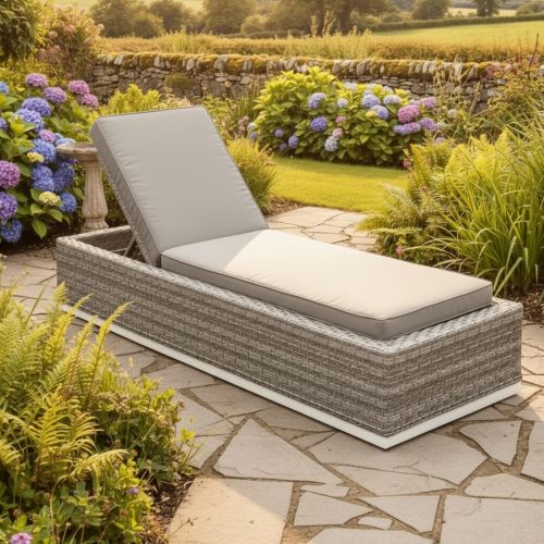 California Rattan Garden Sunlounger with Cushions