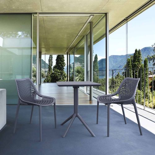 Air Chair and Sky 60 Folding Table Bistro Set in Grey