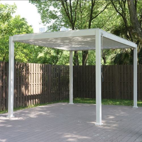 Ares Louvered Roof Pergola - Eggshell White 3m x 3m