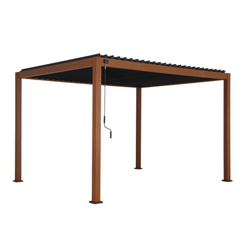 Mirador Ares Louvered Roof 3m x 4m Pergola - Woodgrain