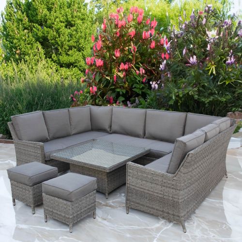 California U Shape Sofa Set with Rising Table