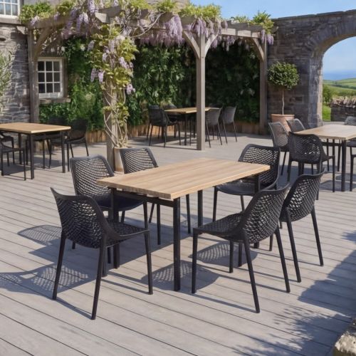 6 Seater Coco Bolo Rectangular Table & Black Air Chairs