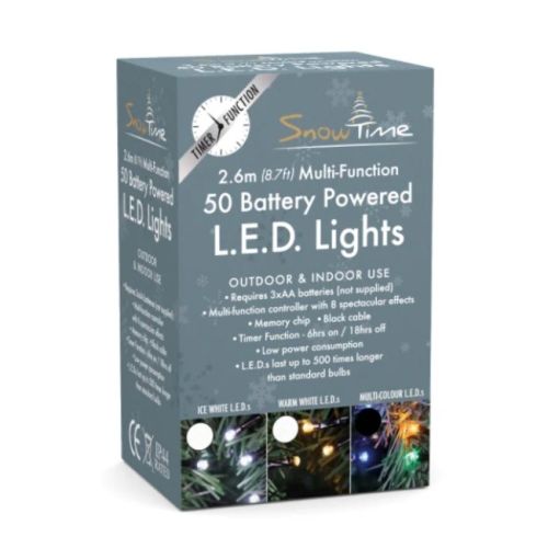 50 Multi-Colour LED Chasing Lights with Timer (Battery Operated)