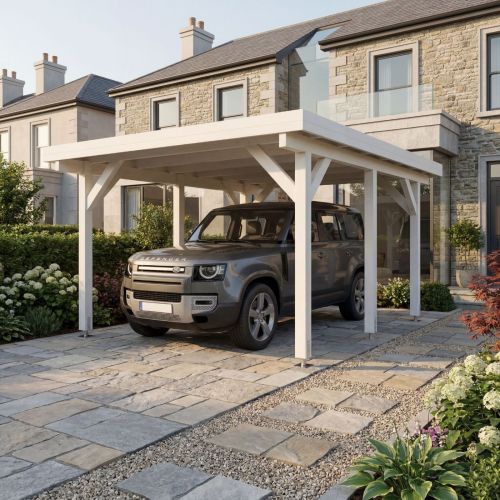 The Karl 11.7m Wooden Car Port Pergola with Felt Roof
