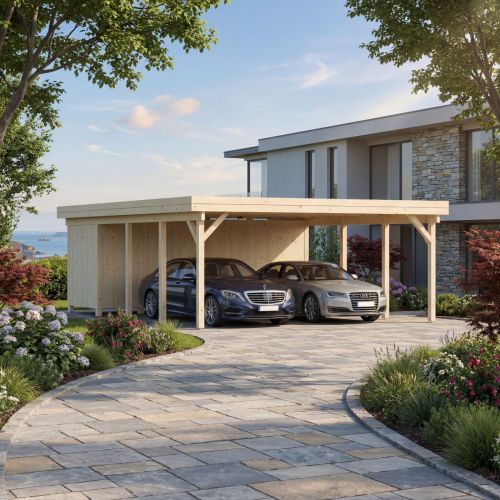 Karl 40.6m Wooden Carport Pergola with Shed