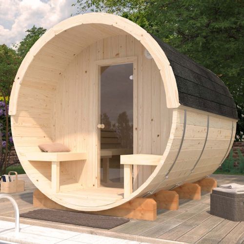 Anita Deluxe 2.2m x 2.9m Barrel Sauna with 6KW Narvi Heater