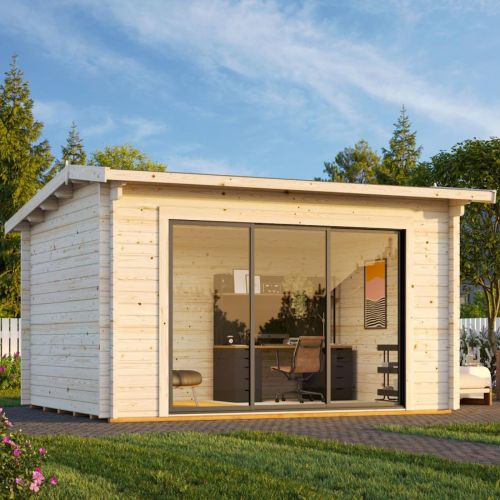 Ines 2.5m x 3.9m Slide Plus Garden Room / Garden Office with Double Toughened Glass