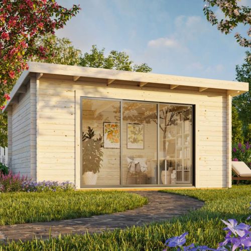 Lea 14.2sqm Slide Plus Garden Room / Home Office with Double Toughened Glass