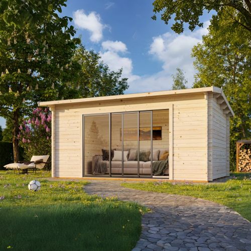 Ines 13.7m (2.5m x 5m) Slide Plus Garden Room / Garden Office with Double Toughened Glass