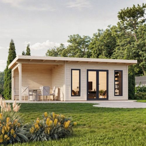 Aurelia 12.7m2+ 7.9m2 Garden Office with Side Canopy