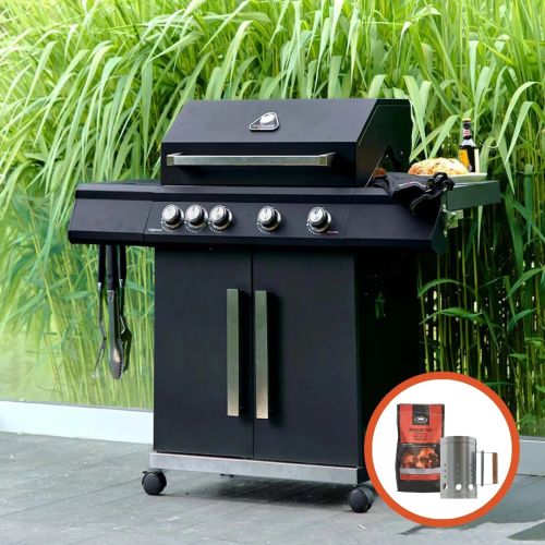 Grillstream Stealth 4 Burner BBQ with Side Burner - Matt Black