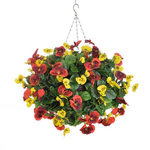 30cm Hanging Basket Pansy Ball Red Yellow