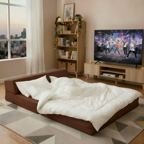 Double Chair Bed & Mattress - Chocolate