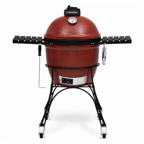 Kamado Joe Classic in Red with Cart, Side Shelves, Heat Deflector & Tools