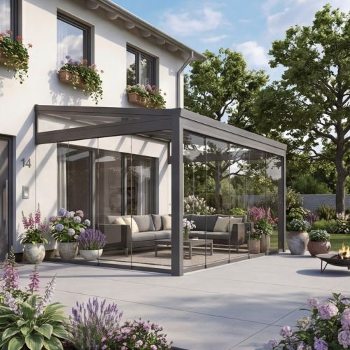 Legend Essence Garden Room with Glass Roof and Gables - Anthracite