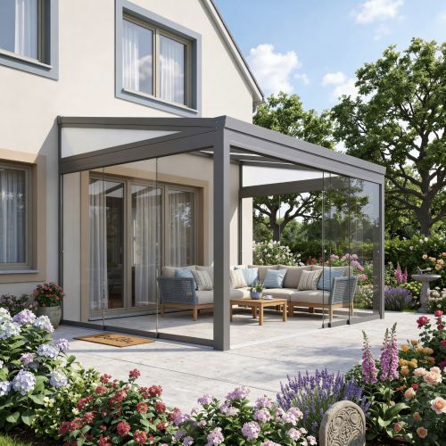 Legend Essence Garden Room with Polycarbonate Roof and Gables - Anthracite