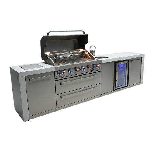 Mont Alpi - 805 6 Burner Deluxe Island Outdoor Kitchen with Beverage Centre