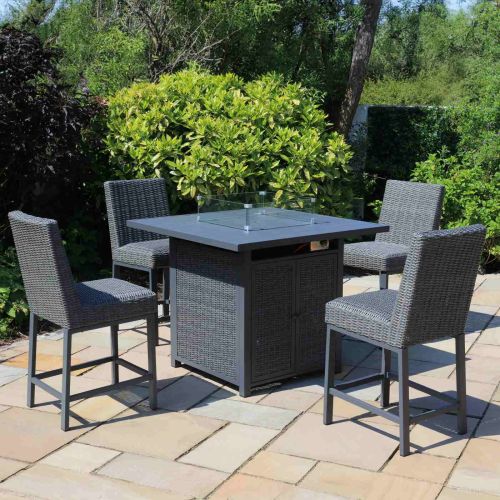 Marseille 4 Seater Square Bar Set with Firepit