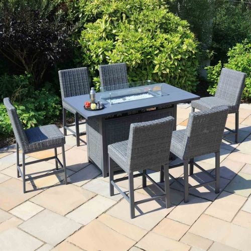 Marseille 6 Seater Rectangular Bar Set with Firepit