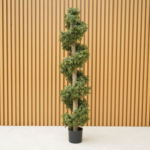 5ft (150cm) Artificial Boxwood Spiral Topiary (UV Protected)