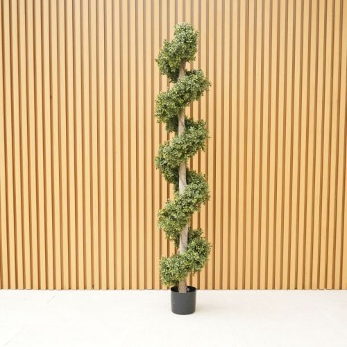 6ft (180cm) Artificial Boxwood Spiral Topiary (UV Protected)