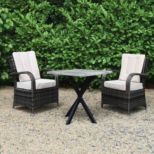 2 Seater Set Old Pine with Werzalit 70cm Round Bistro Table, Lexi Legs & Cairo Chairs