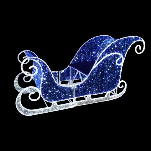 250cm x 127cm Lit Display Sleigh - Blue and White