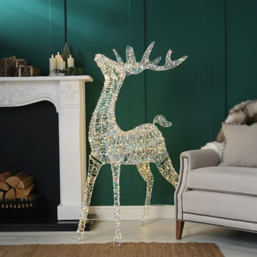4ft (120cm) Lit Iridescent Reindeer - Multi Function Warm White LED