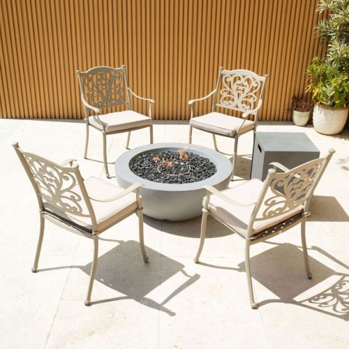 4 Seater Lasair Round Fire Bowl Set With Hampshire Sahara Chairs