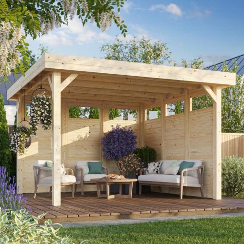 Lucy 12m Modern Pavilion with Wooden Panels and EPDM Roof