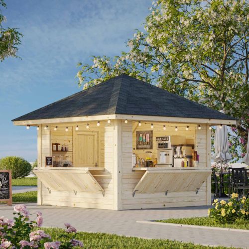 Nuala 8.3m Gazebo with Full Wall and 2 Wall Hatches (319cm x 300cm x 300cm)
