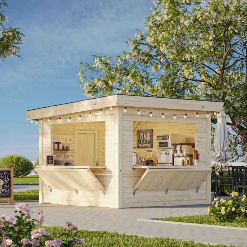 Sorcha 8.3m Flat Roof Gazebo with 2 Full Walls and 2 Wall Hatches (3m x 3m)